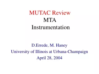 MUTAC Review MTA  Instrumentation