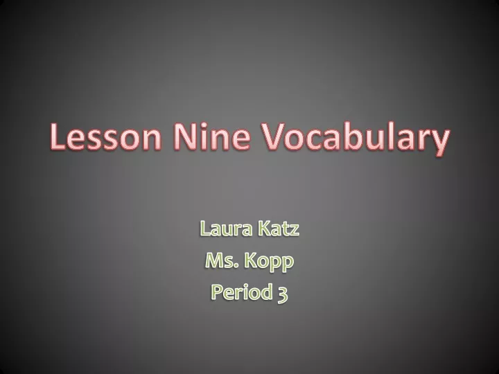 lesson nine vocabulary