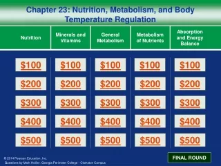 Chapter 23: Nutrition, Metabolism, and Body Temperature Regulation