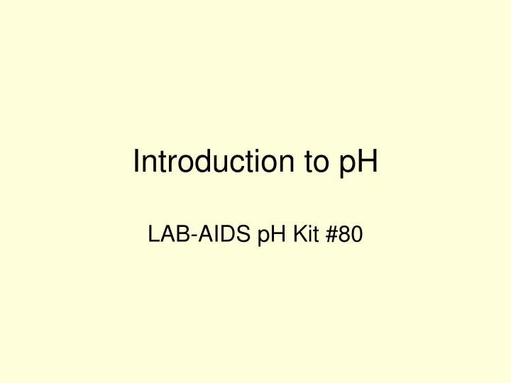 introduction to ph