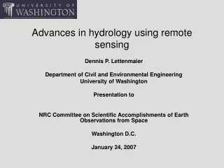 Advances in hydrology using remote sensing
