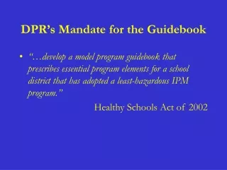 DPR’s Mandate for the Guidebook