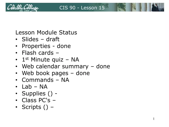 cis 90 lesson 15