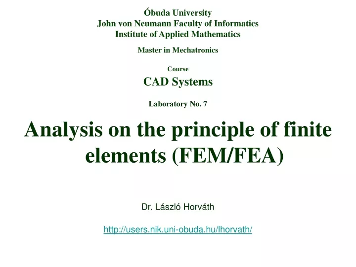 buda university john von neumann faculty