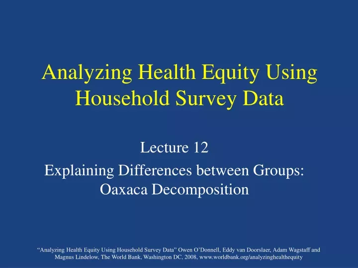 analyzing health equity using household survey data
