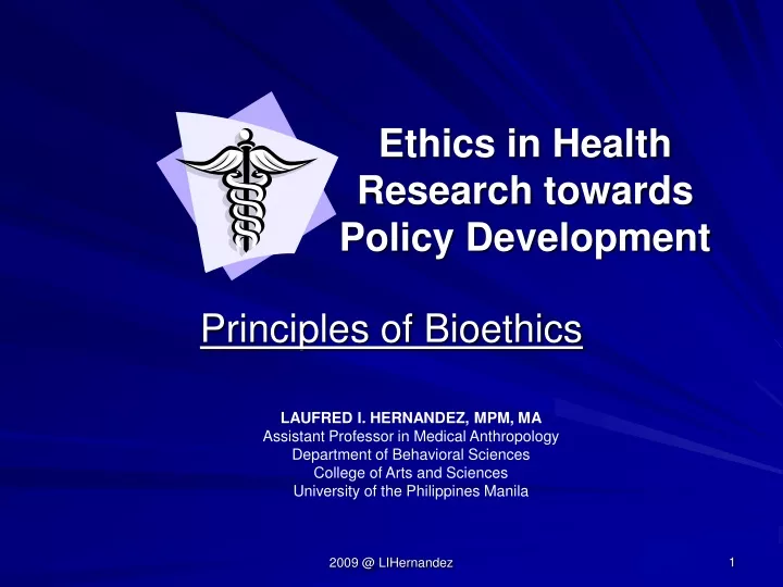 ethics in health research towards policy development