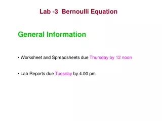 Lab -3  Bernoulli Equation