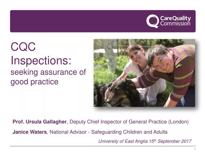 cqc inspections seeking assurance of good practice