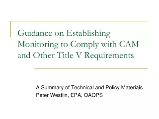 Guidance on Establishing Monitoring to Comply with CAM and Other Title V Requirements