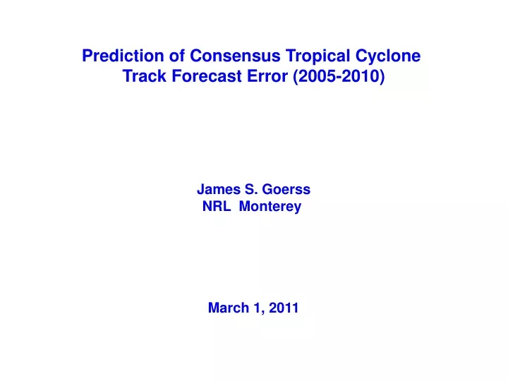 prediction of consensus tropical cyclone track