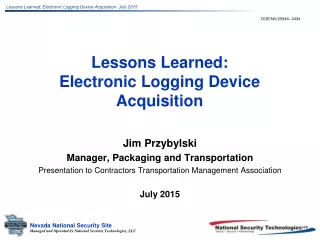 Lessons Learned: Electronic Logging Device Acquisition