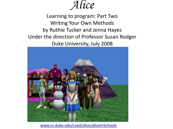 alice learning to program part two writing your
