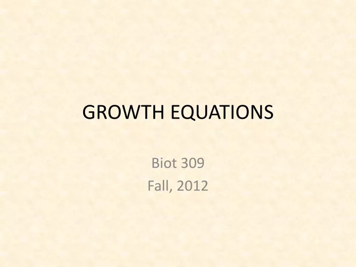 growth equations