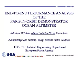 END-TO-END PERFORMANCE ANALYSIS OF THE  PARIS IN-ORBIT DEMONSTRATOR  OCEAN ALTIMETER