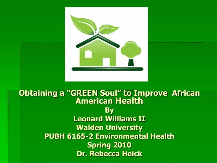 obtaining a green soul to improve african