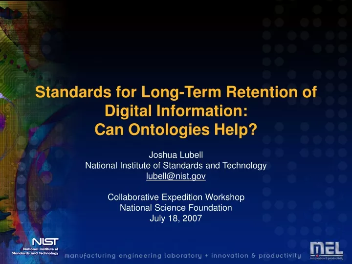 standards for long term retention of digital information can ontologies help