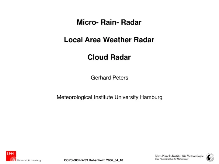 micro rain radar local area weather radar cloud