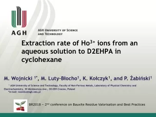 Extraction rate of Ho 3+  ions from an aqueous solution to D2EHPA in cyclohexane