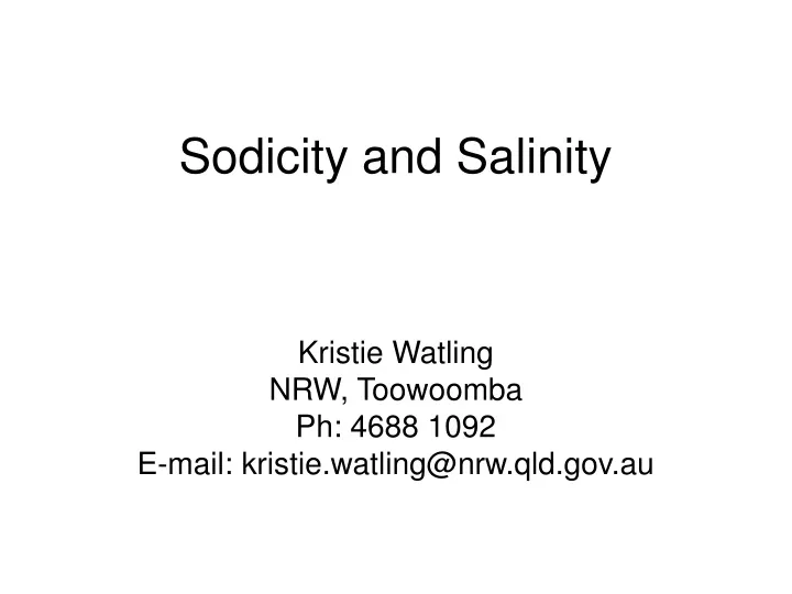 sodicity and salinity