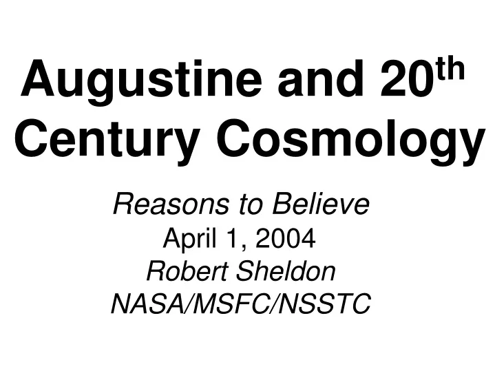 augustine and 20 th century cosmology