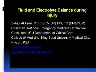 Fluid and Electrolyte Balance during Injury