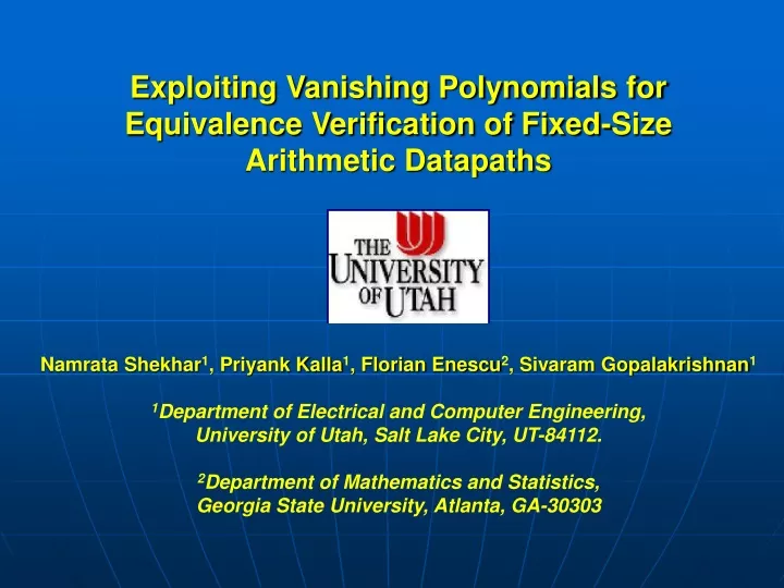 exploiting vanishing polynomials for equivalence verification of fixed size arithmetic datapaths