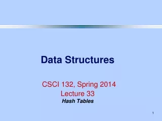Data Structures CSCI 132, Spring 2014 Lecture 33 Hash Tables