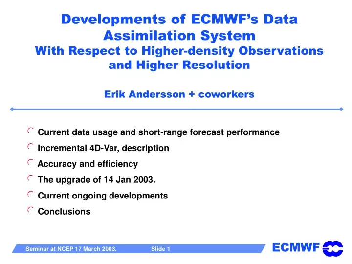 developments of ecmwf s data assimilation system
