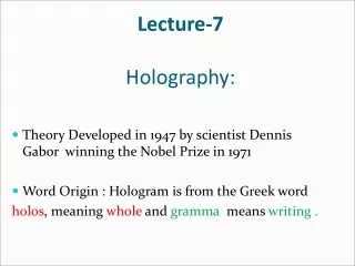 Lecture-7 Holography: