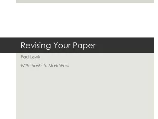 Revising Your Paper