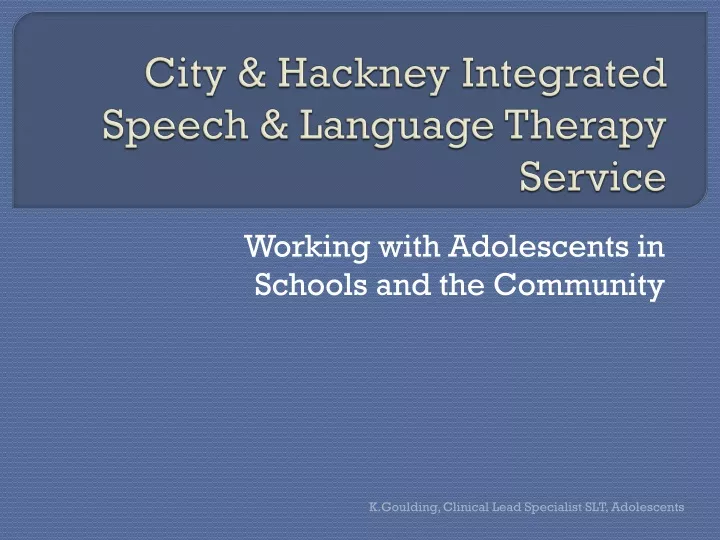 city hackney integrated speech language therapy service