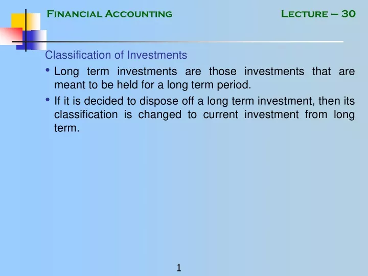 classification of investments long term