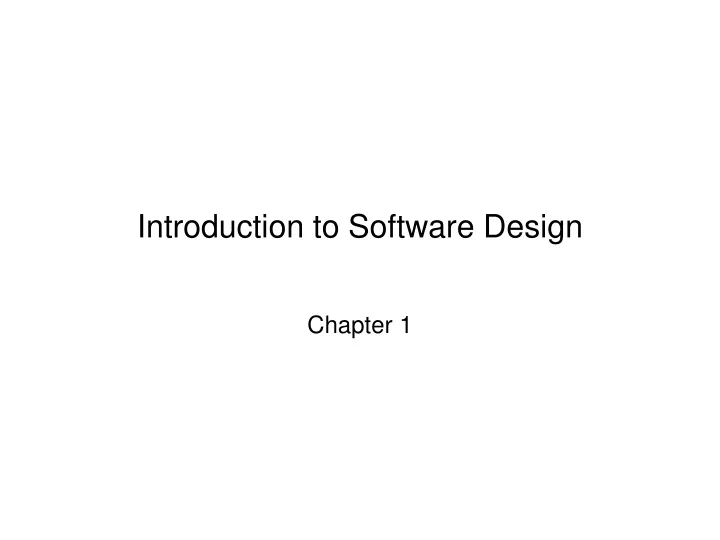 introduction to software design