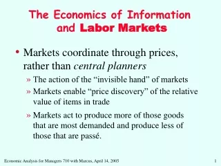 The Economics of Information  and  Labor Markets