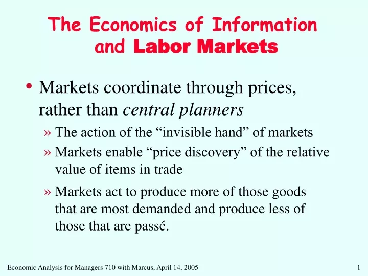 the economics of information and labor markets
