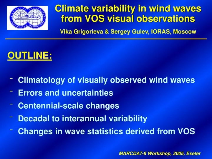 climate variability in wind waves from vos visual
