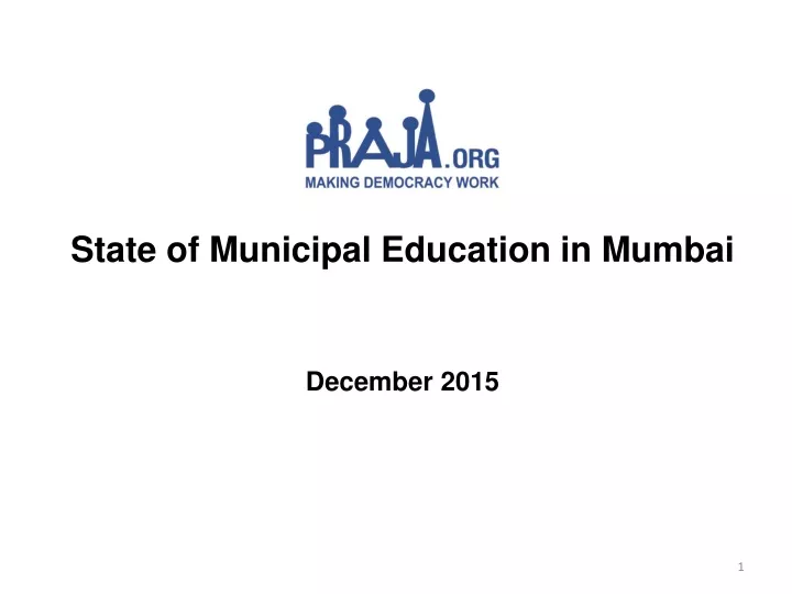 state of municipal education in mumbai december