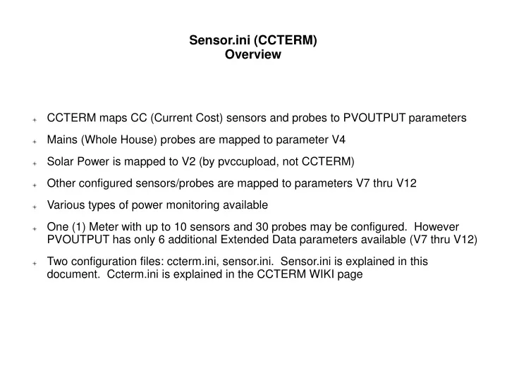 sensor ini ccterm overview