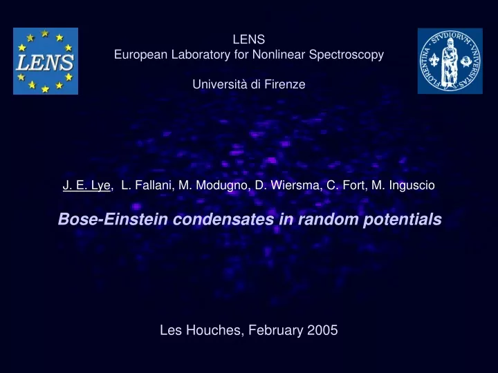 lens european laboratory for nonlinear