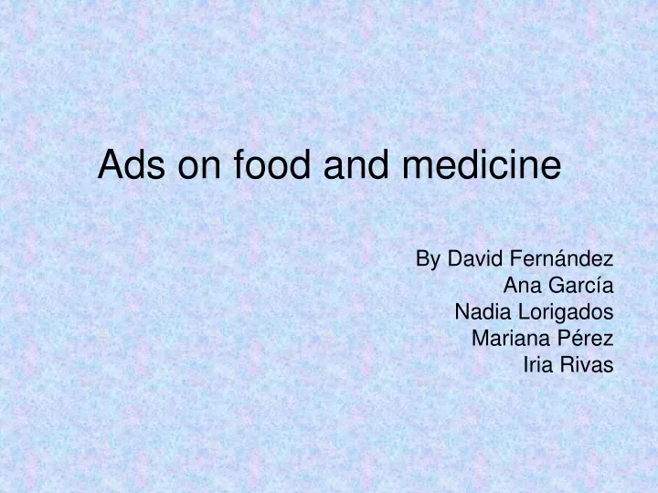 ads on food and medicine