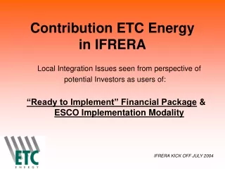 Contribution ETC Energy  in IFRERA
