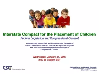 Interstate Compact for the Placement of Children Federal Legislation and Congressional Consent