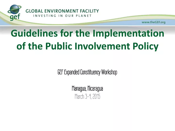 guidelines for the implementation of the public involvement policy