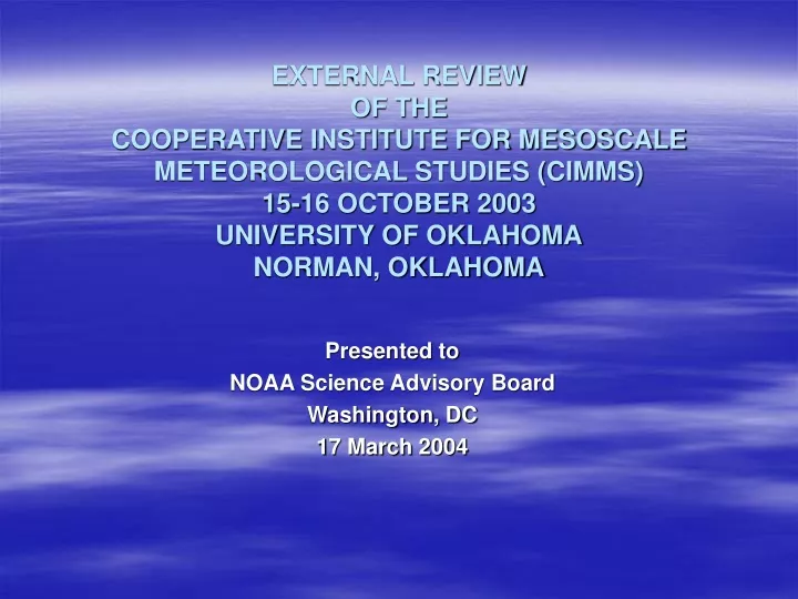 presented to noaa science advisory board washington dc 17 march 2004