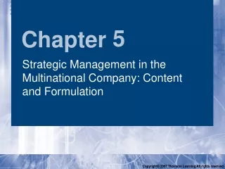 Strategic Management in the Multinational Company: Content and Formulation