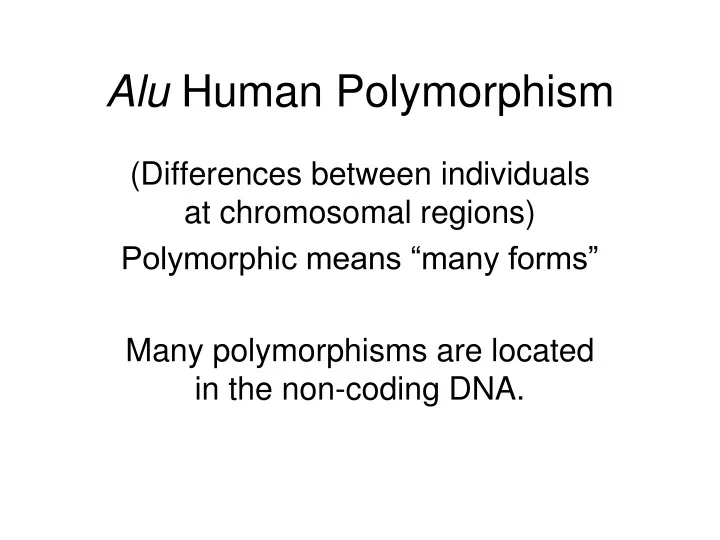 alu human polymorphism