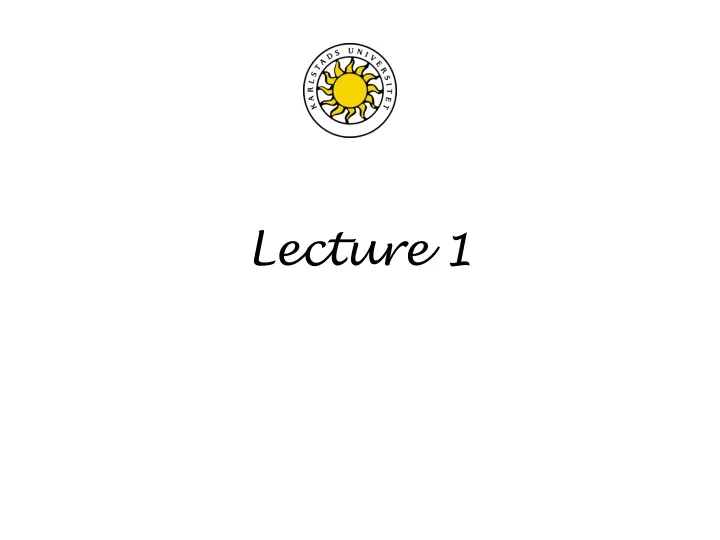 lecture 1