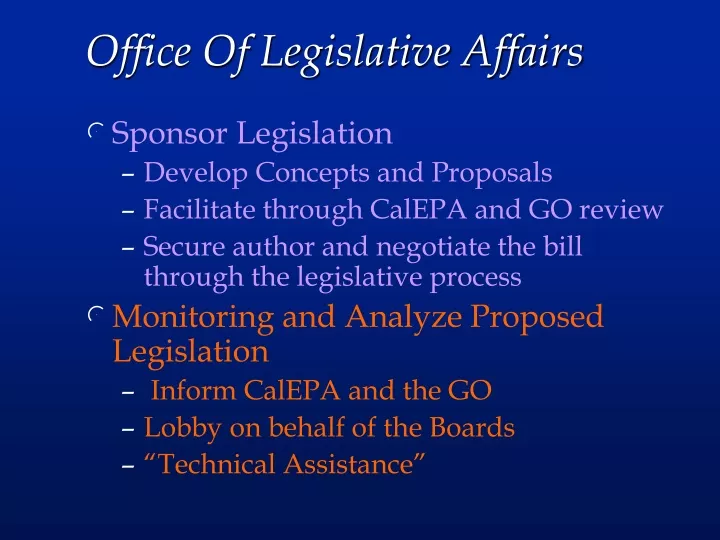 office of legislative affairs