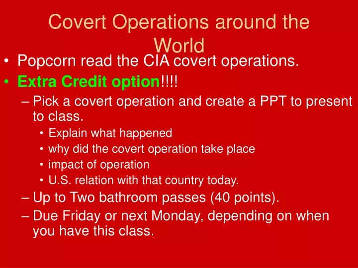 covert operations around the world