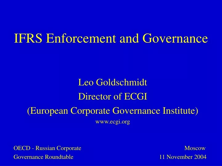 ifrs enforcement and governance
